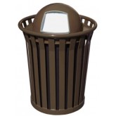 WITT Wydman Collection Outdoor Waste Receptacle with Dome Lid - 36 Gallon, Brown